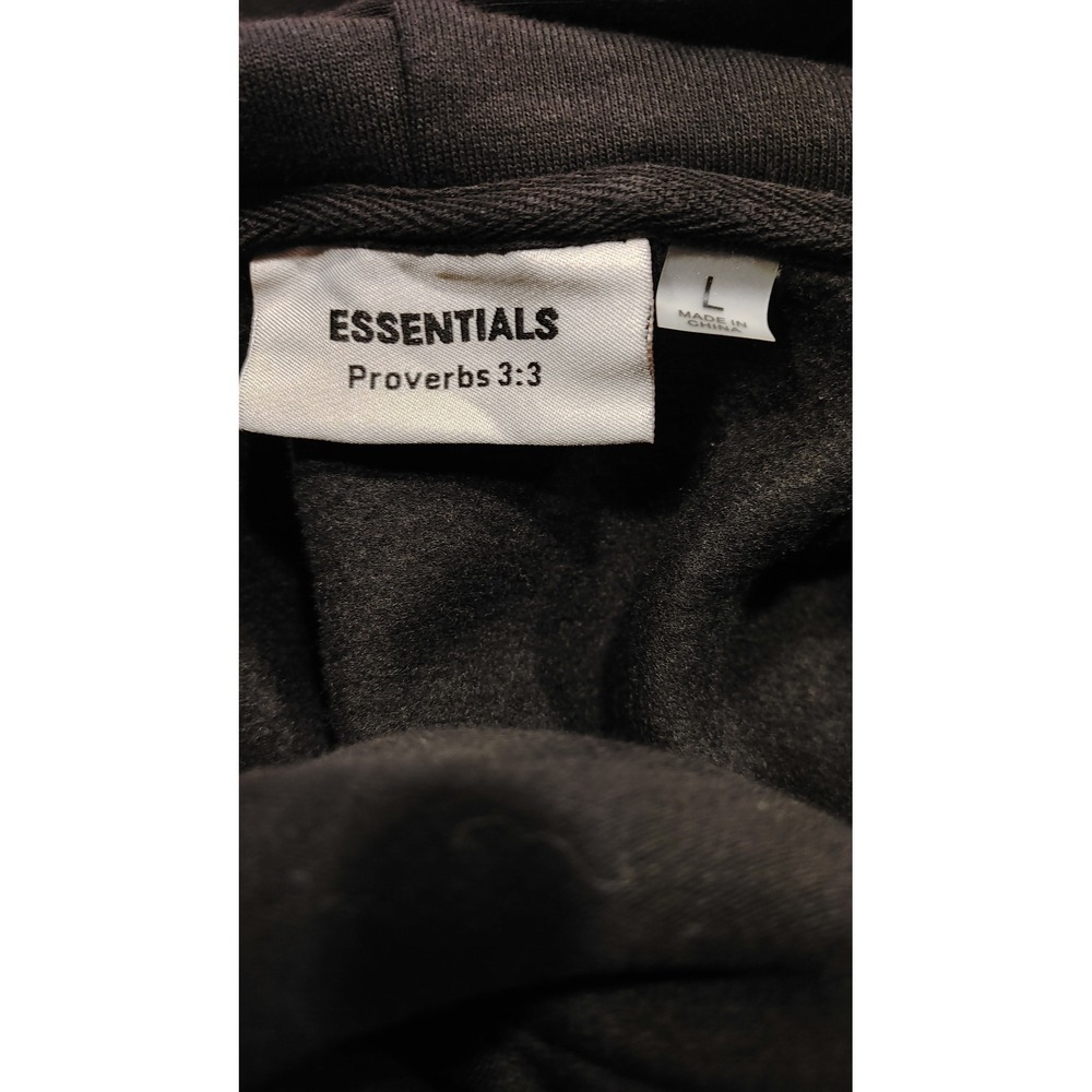 Essentials Proverbs 3:3 Hoodie Mens Large Black Excellent Graphic Pullover - Picture 6 of 8